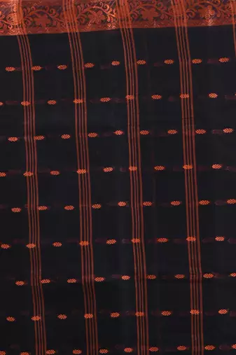 Black pure cotton tant saree with woven designs