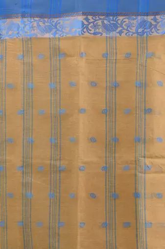 Light beige pure cotton tant saree with woven designs