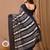 Black hand block printed with natural dye cotton silk saree with blouse piece