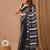 Black hand block printed with natural dye cotton silk saree with blouse piece