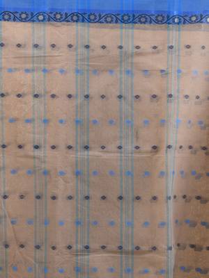 Ecru pure cotton tant saree with woven designs 4