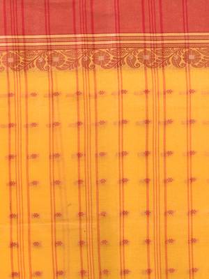 Yellow pure cotton tant saree with woven designs 4