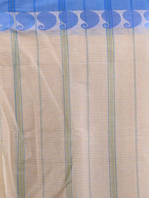 Cream pure cotton tant saree with woven designs 4