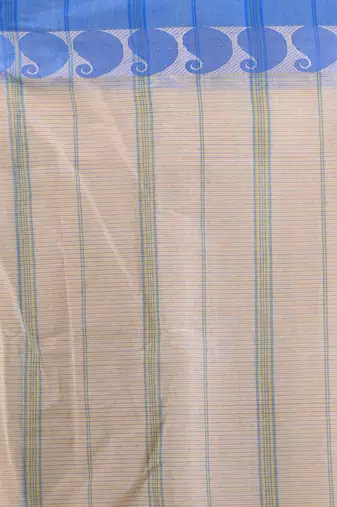 Cream pure cotton tant saree with woven designs