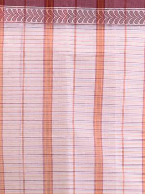 White pure cotton tant saree with woven designs 4