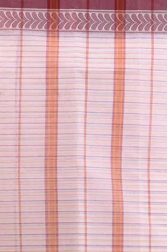 White pure cotton tant saree with woven designs