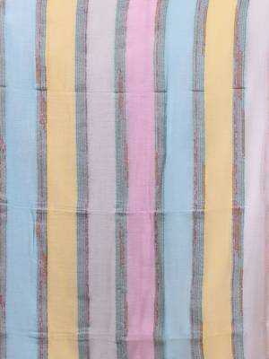 Off white cotton handspun soft saree with stripe pattern 4