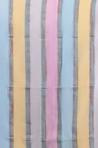 Off white cotton handspun soft saree with stripe pattern