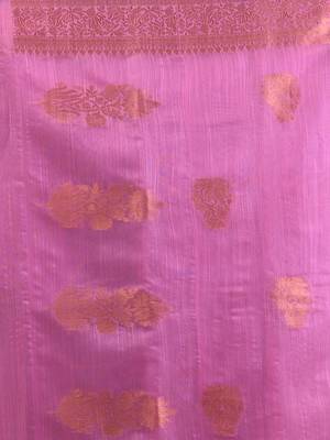 Pink silk blend saree with nakshi zari borders 4