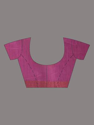 Pink silk blend saree with nakshi zari borders 5