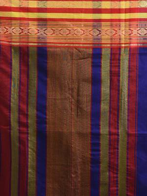 Blue cotton silk soft saree with nakshi borders 4