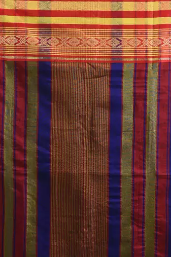 Blue cotton silk soft saree with nakshi borders