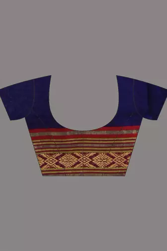 Blue cotton silk soft saree with nakshi borders