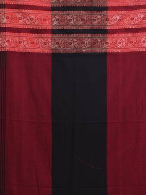 Blue cotton handspun soft saree with woven paisley borders 4
