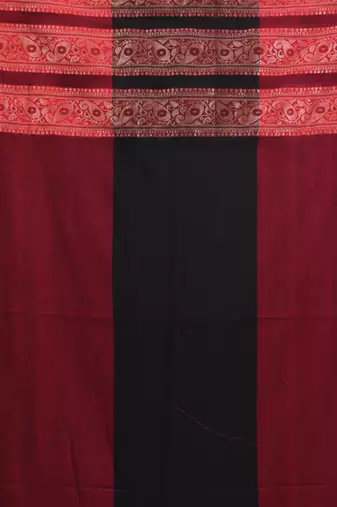 Blue cotton handspun soft saree with woven paisley borders