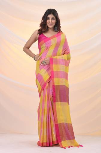 Multicolor tissue colorblocked soft saree