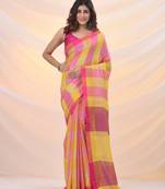 Multicolor tissue colorblocked soft saree