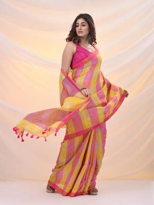 Multicolor tissue colorblocked soft saree 2