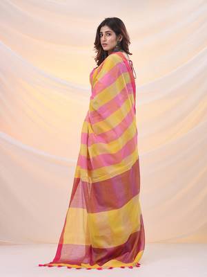 Multicolor tissue colorblocked soft saree 3