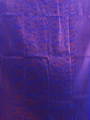 Blue brocade silk saree with zari woven designs 4