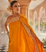 Yellow plain silk dress