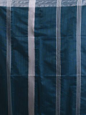 Teal cotton silk soft saree with zari borders 4