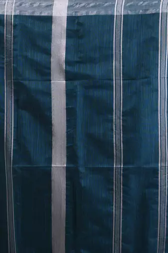 Teal cotton silk soft saree with zari borders