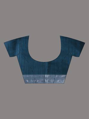 Teal cotton silk soft saree with zari borders 5