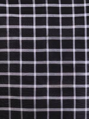 Grey and black cotton handspun soft saree with stripes borders 4
