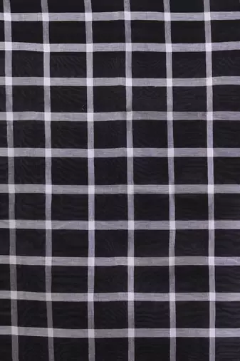 Grey and black cotton handspun soft saree with stripes borders