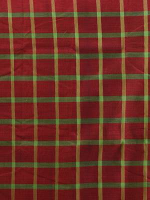 Green and red cotton handspun soft saree with stripes borders 4