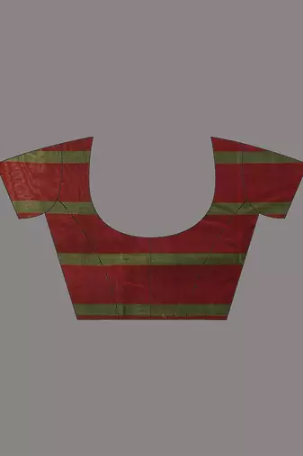 Green and red cotton handspun soft saree with stripes borders