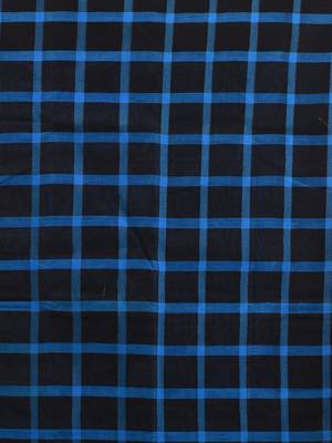 Blue and black cotton handspun soft saree with stripes borders 4