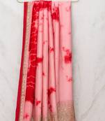 Pink Marble Dye Saree With Gota patti Work and Blouse