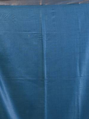 Teal silk blend soft saree with zari borders 4