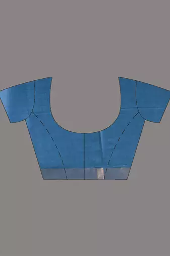 Teal silk blend soft saree with zari borders