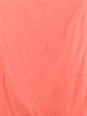 Orange cotton handwoven soft saree with pompom 4