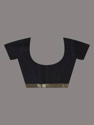 Navy blue cotton soft saree with woven designs 5