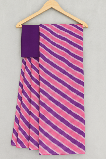 purple Tussar Lehariya Saree With Blouse
