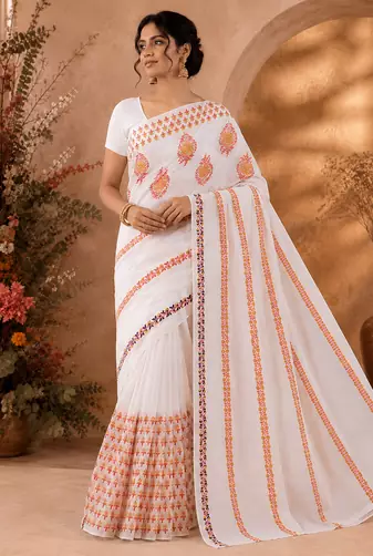 Hand Block Printed Saree With Blouse