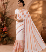 Hand Block Printed Saree With Blouse