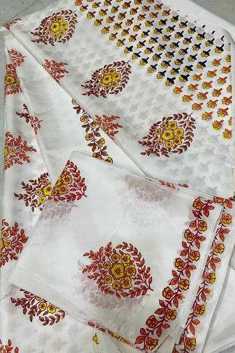 Hand Block Printed Saree With Blouse