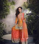 Multicolour embroderied silk stitched plazo suit(free size)