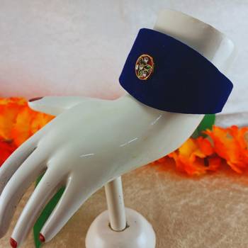 Blue acrylic kundan stud free size bracelets 2