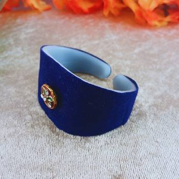 Blue acrylic kundan stud free size bracelets 3