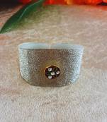 White acrylic kundan stud free size bracelets