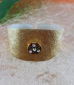 Golden acrylic kundan stud free size bracelets