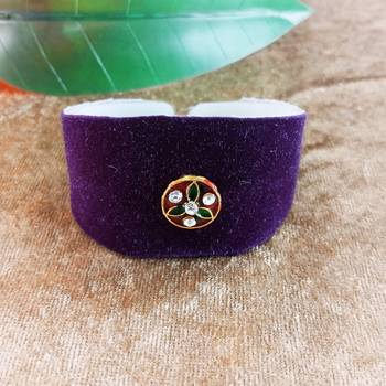 Purple acrylic kundan stud free size bracelets 1
