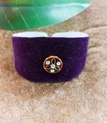 Purple acrylic kundan stud free size bracelets
