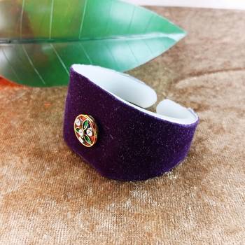Purple acrylic kundan stud free size bracelets 3